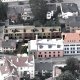 Luftfoto med forslag til fargerike rekkehus i bakgård i Kampengata