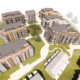 Kvernstua boligprosjekt - 3D-illustrasjon sett ovenfra. 7 ulike blokker.