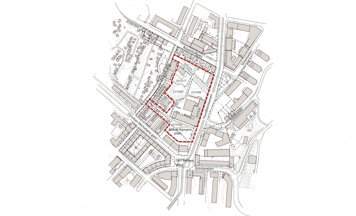 Kartutsnitt varsel oppstart Sophies Minde_tilpassetgrid